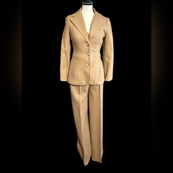bronson of California Pants - 1970’s Bronson of California Wool Women's 3 piece tan beige Suit Set